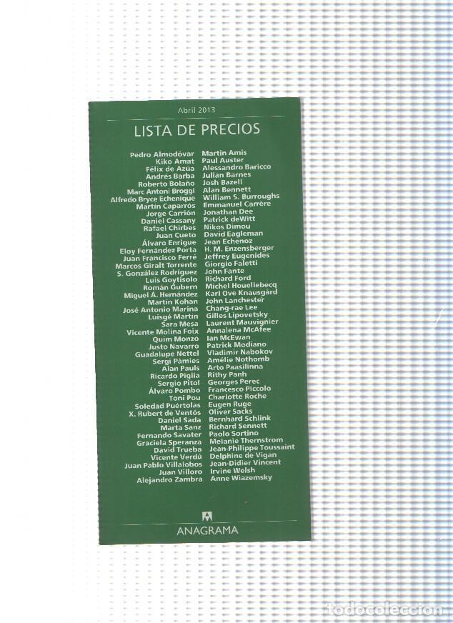 Libros: Lista de precios,editorial Anagrama abril 2013 - varios - Foto 1