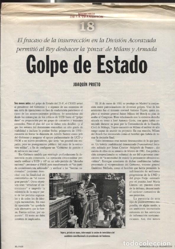 Libros: Memoria de la Transicion fasciculo 18 Golpe de estado por Joaquin Prieto - varios