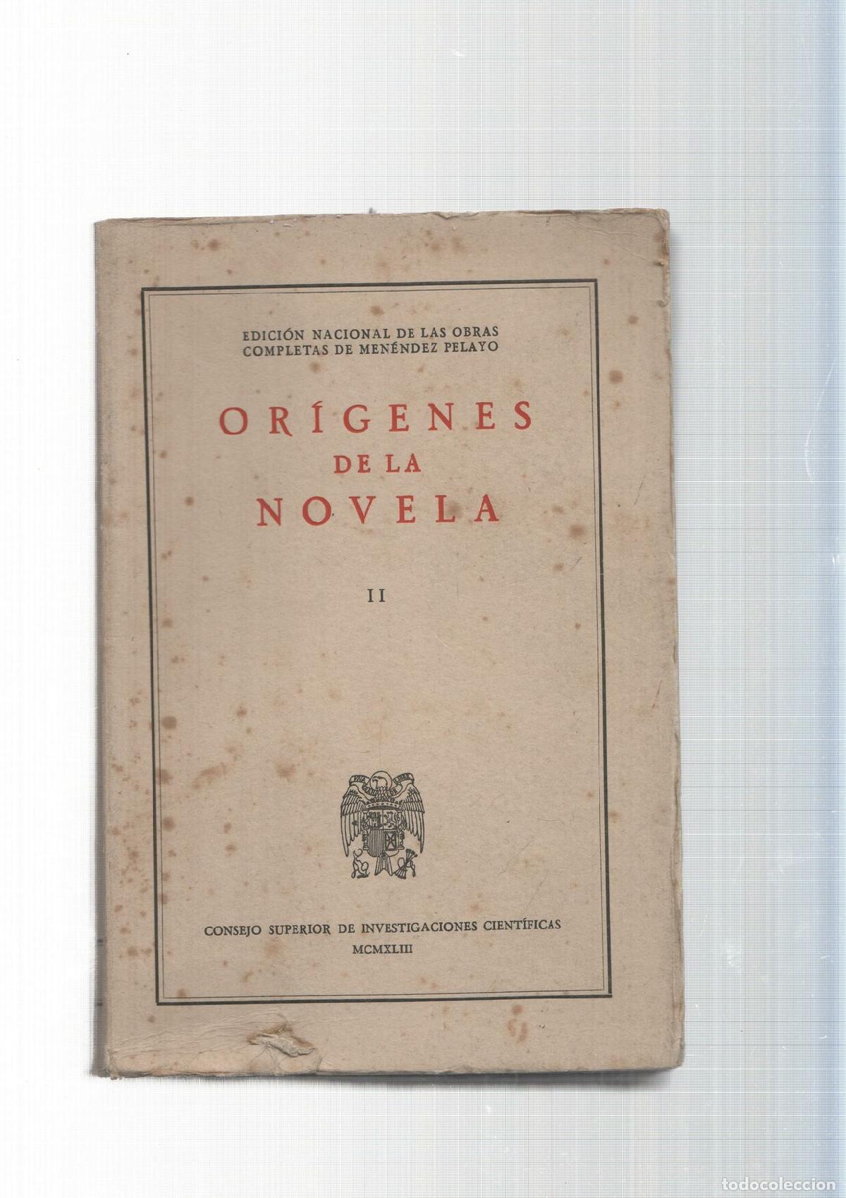 Libri di seconda mano: Edicion Nacional de las obras completas de Menendez Pelayo :Origenes de la novela. Vol. II - Marceli