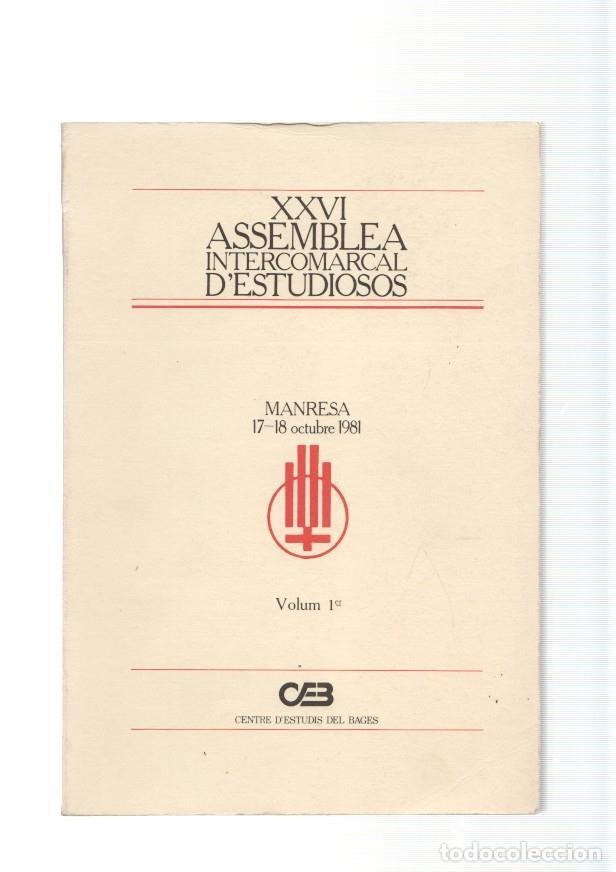 books: XXVI Assemblea Intercomarcal d estudiosos. Vol.I. Manresa 17-18 octubre 1981 - varios