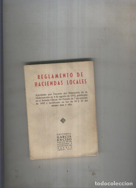 B&uuml;cher: Reglamento de haciendas locales - varios