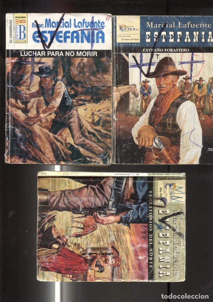 Libri di seconda mano: Lote numero 22: 3 novelas de Marcial lafuente Estefania: Territorios del norte, Extra&ntilde;o forastero, L