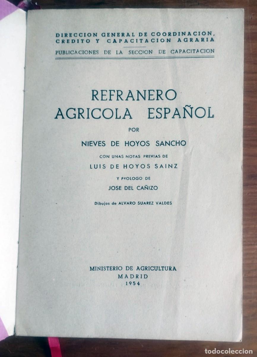 books: REFRANERO AGRICOLA ESPA&Ntilde;OL. NIEVES DE HOYOS SANCHO. 1954