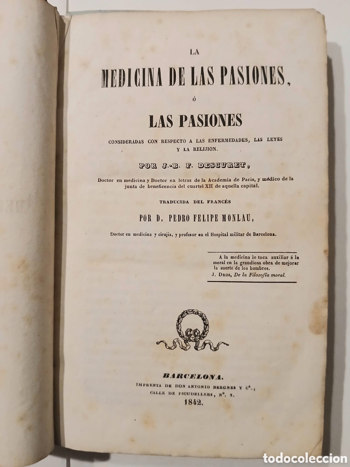 Libros: La medicina de las pasiones 1842 - Foto 6