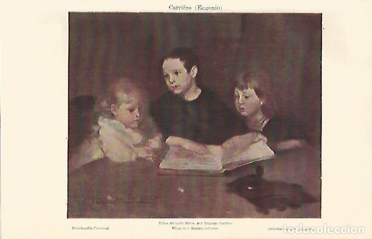 Libri di seconda mano: LAMINA ESPASA 4378: Ni&ntilde;os mirando libros por E. Carriere - Varios Autores