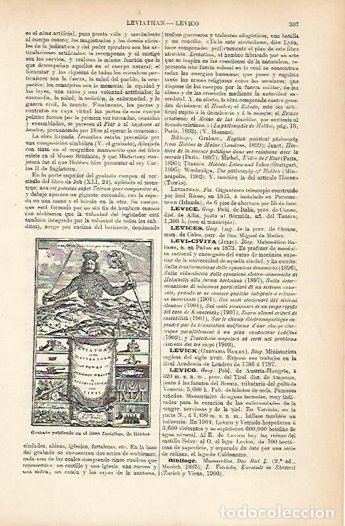 Libri di seconda mano: LAMINA ESPASA 25618: Grabado del libro Leviathan de Hobbes - Varios