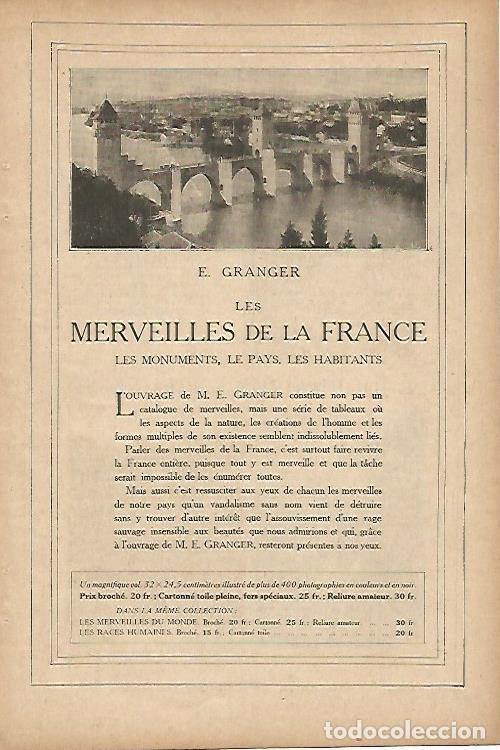 Libros: LAMINA 11910: Publicidad del libro Merveilles de la France - Varios