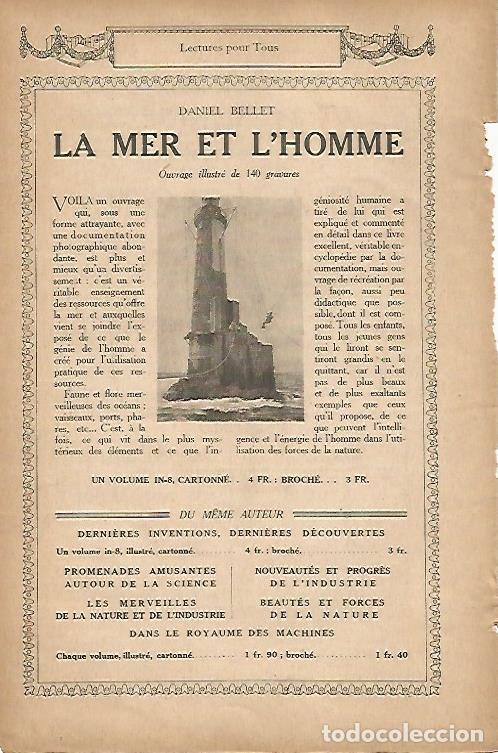 B&uuml;cher: LAMINA 12693: Publicidad del libro La mer et l homme de D. Bellet - Varios