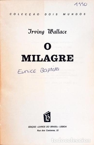 Libros: WALLACE. (Irving) - O MILAGRE. - Foto 2