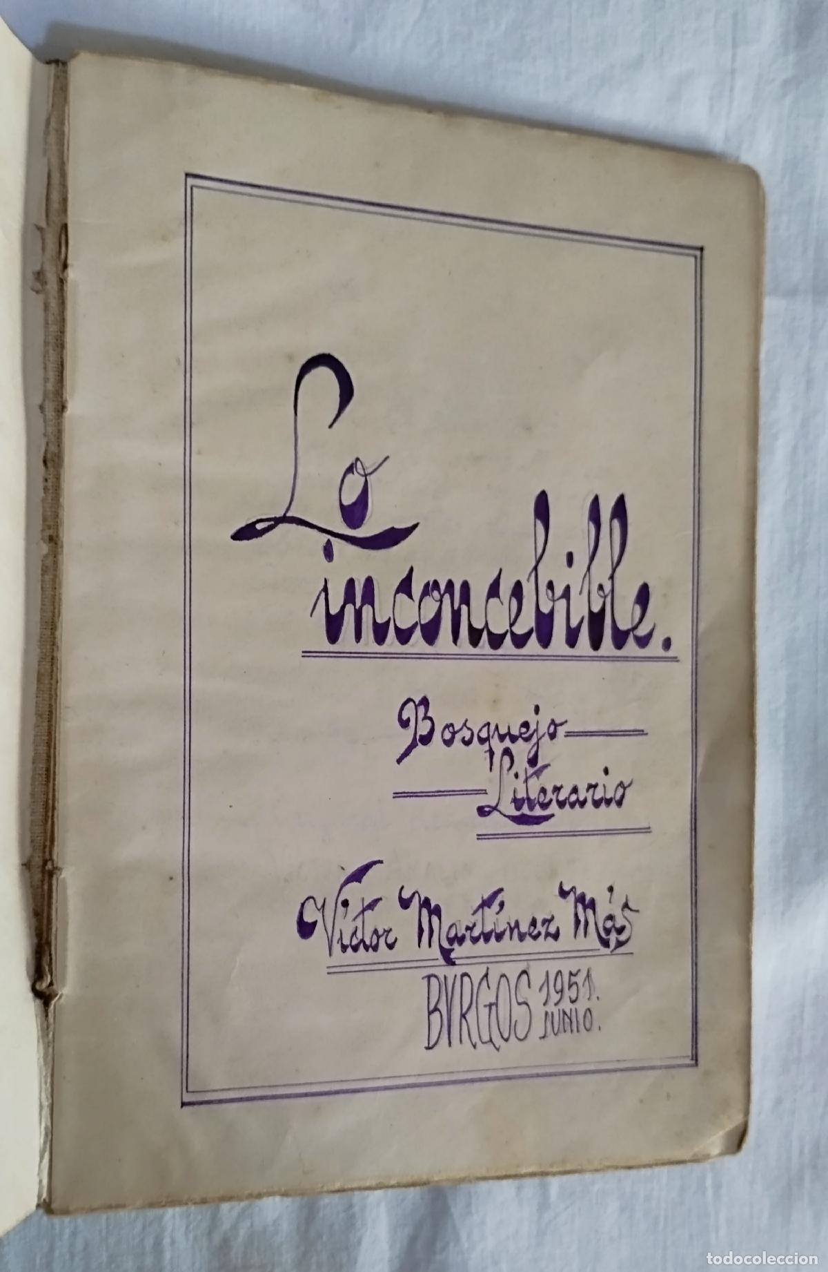 B&uuml;cher: LO INCONCEBIBLE: BOSQUEJO LITERARIO. V&iacute;ctor Mart&iacute;nez M&aacute;s. - V&iacute;ctor Mart&iacute;nez M&aacute;s