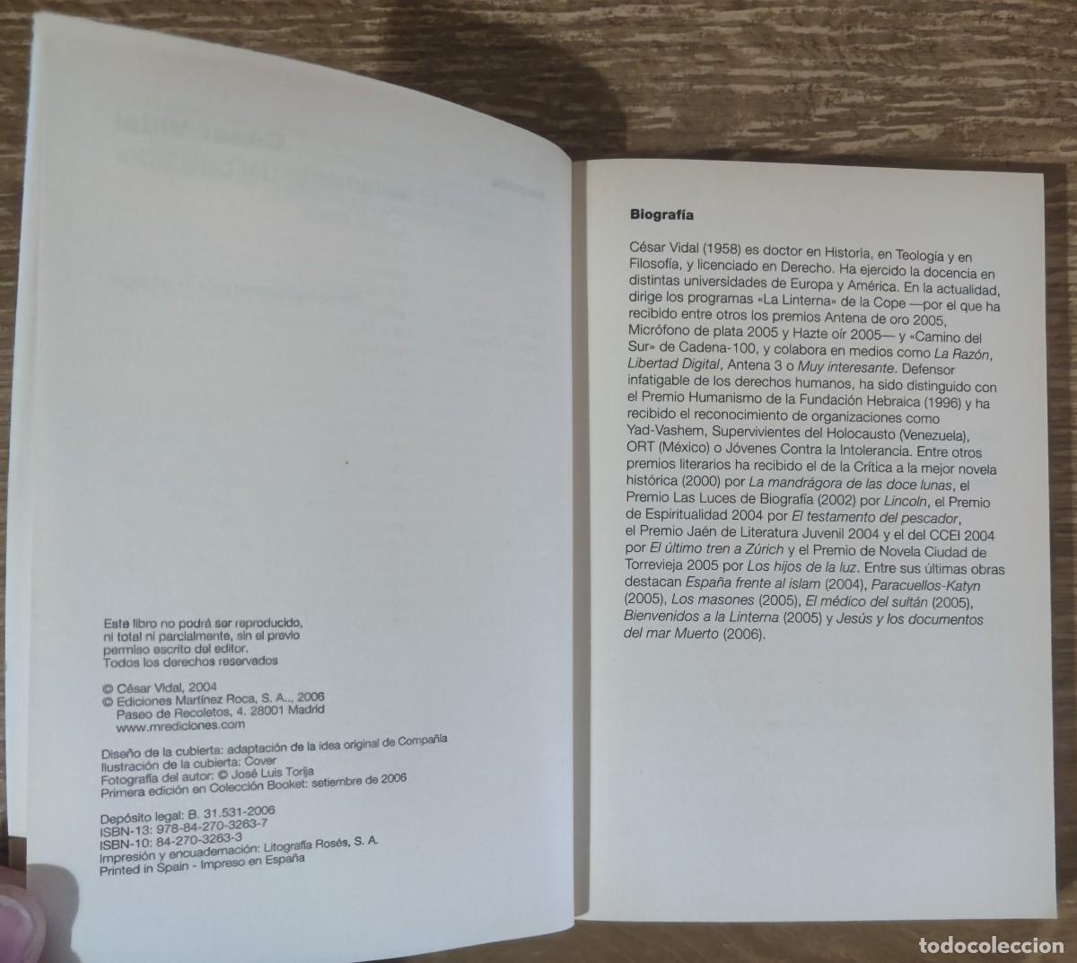 Libros: Libro - El testamento del pescador (2006) C&eacute;sar Vidal - Foto 2