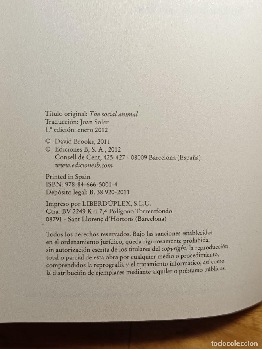 Libros: El Animal Social - David Brooks Paid&oacute;s 2012 - Foto 4