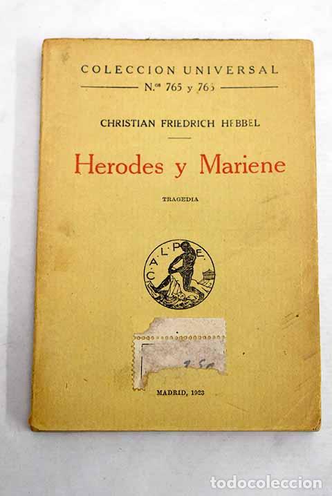 Libros: Herodes y Mariene: Tragedia.- Hebbel, Friedrich