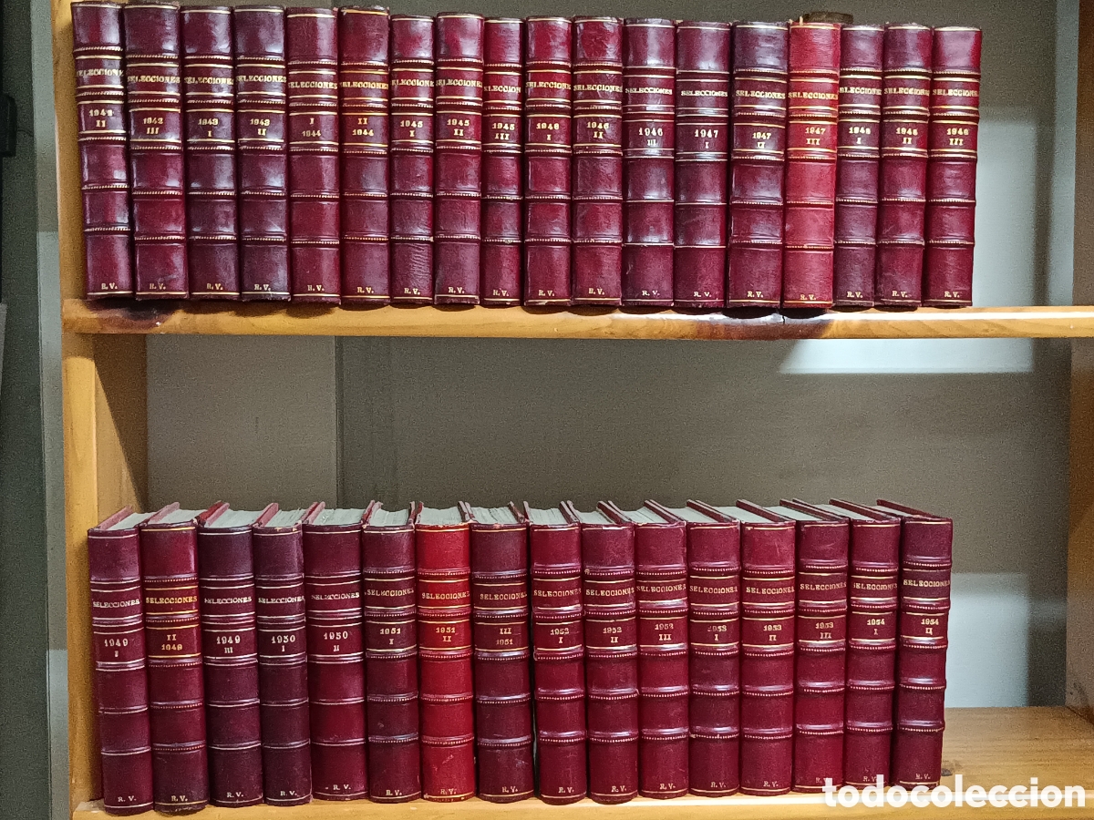B&uuml;cher: LOTE 35 TOMOS SELECCIONES READER'S DIGEST (1942-1944) 140 Revistas. LOMOS EN PIEL IDEAL DECORACION