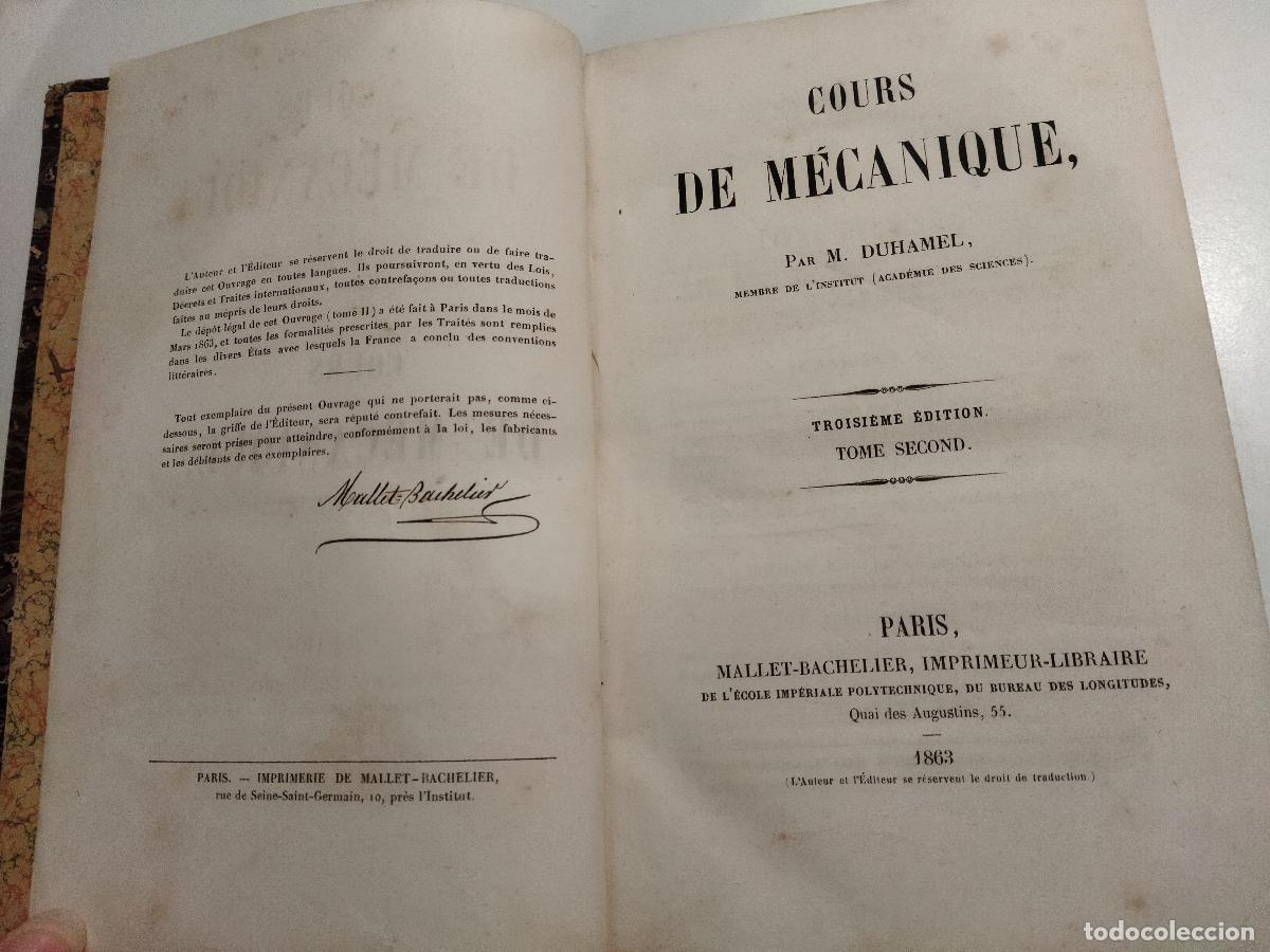 B&uuml;cher: COURS DE MECANIQUE. TOME SECOND. - DUHAMEL, M.