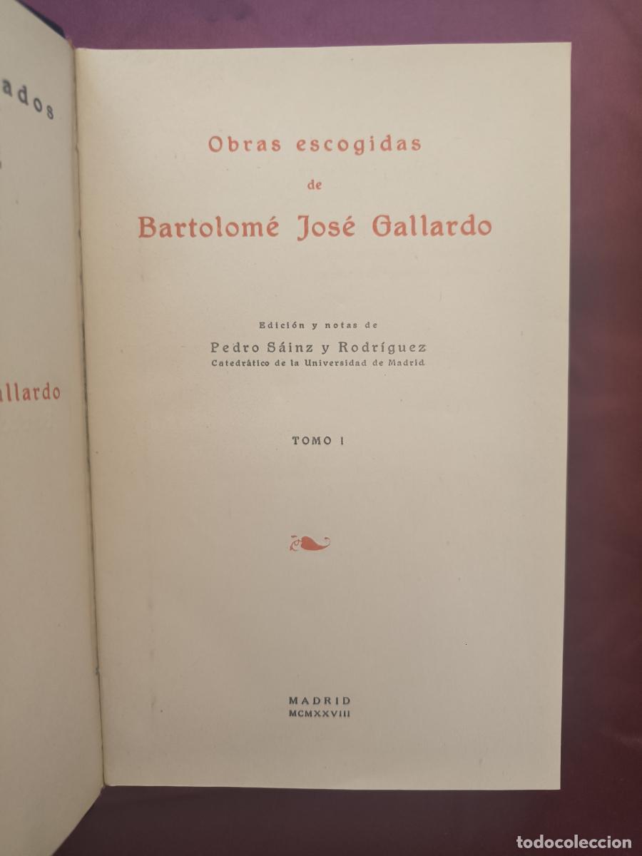 Libros: Obras escogidas de Don Bartolom&eacute; Jos&eacute; Gallardo, Tomo I. - Gallardo, Bartolom&eacute; Jos&eacute;