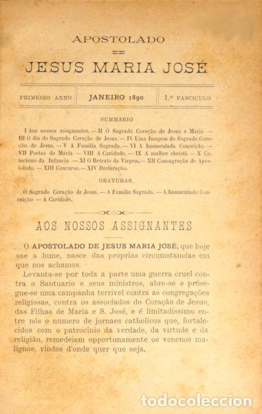 Libros: APOSTOLADO DE JESUS MARIA JOS&Eacute;, PRIMEIRO ANNO, 1.&ordm; FASC&Iacute;CULO, JANEIRO 1890 - SEGUNDO ANNO, 24.&ordm; FASC