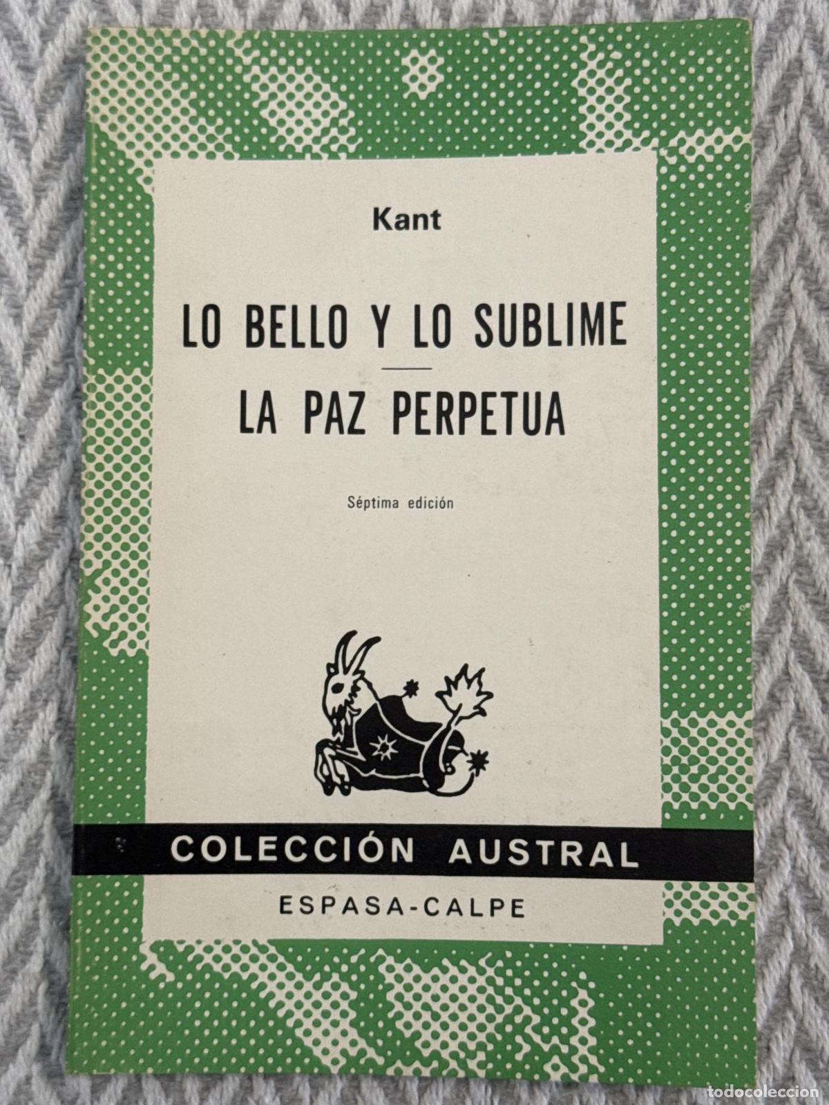Libros: Lo bello y lo sublime. La paz perpetua - Kant