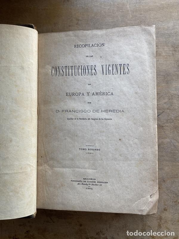 B&uuml;cher: Recopilacion de las constituciones vigentes en Europa y America - De Heredia D. Francisco
