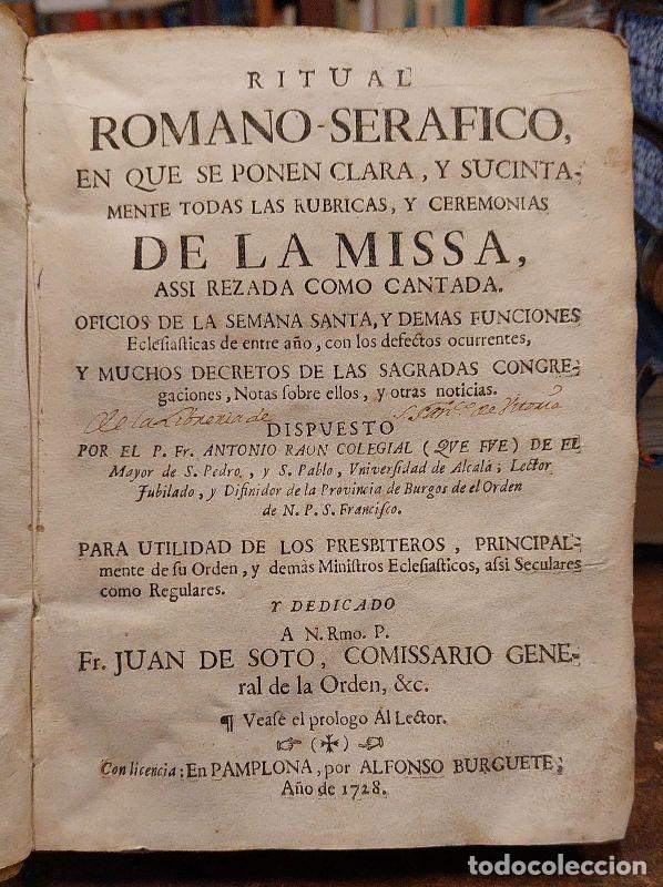 Libros: RITUAL ROMANO-SERAFICO en que se ponen clara y sucintamente todas las ceremonias de la Misa, as&iacute; re