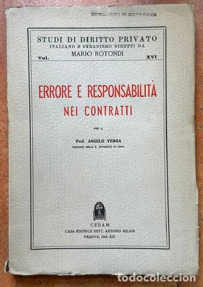 Libros: ERRORE E RESPONSABILITA NEI CONTRATTI - VERGA, Angelo