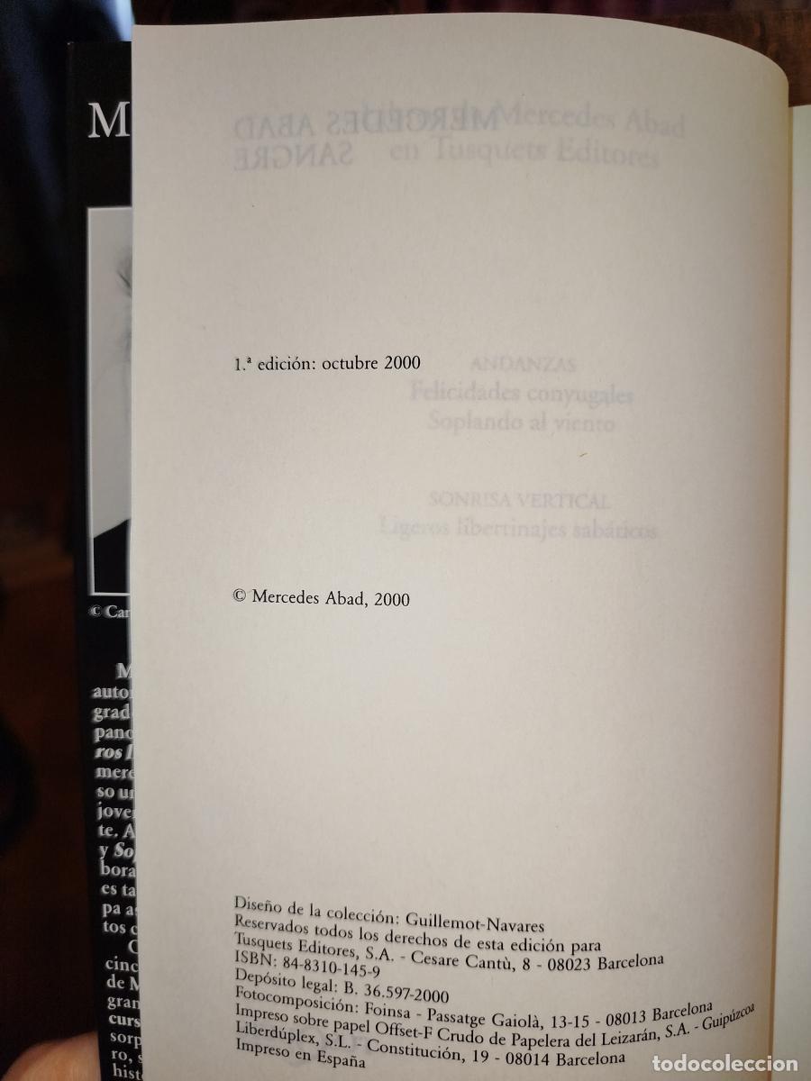 Libros: Sangre (1&ordf; edici&oacute;n) - Abad, Mercedes - Foto 5