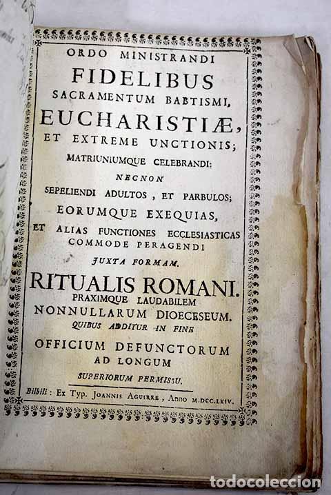books: Ordo Ministrandi Fidelibus Sacramentum baptismi, Eucharistiae et extremae unctionis