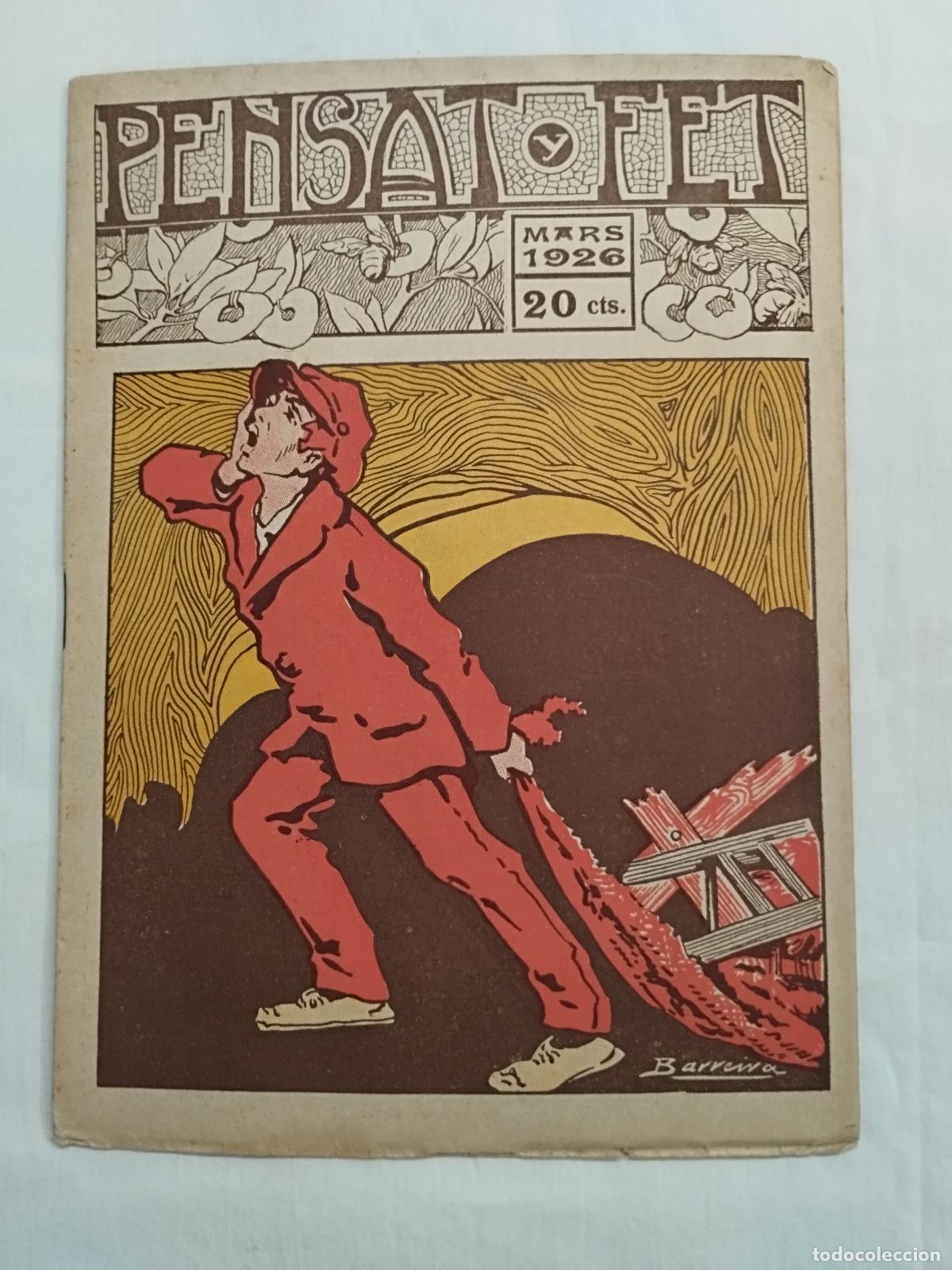 books: ANTIGUA REVISTA FALLERA: PENSAT Y FET MARZO 1926. EJEMPLAR INTONSO. - Portada de Barreira