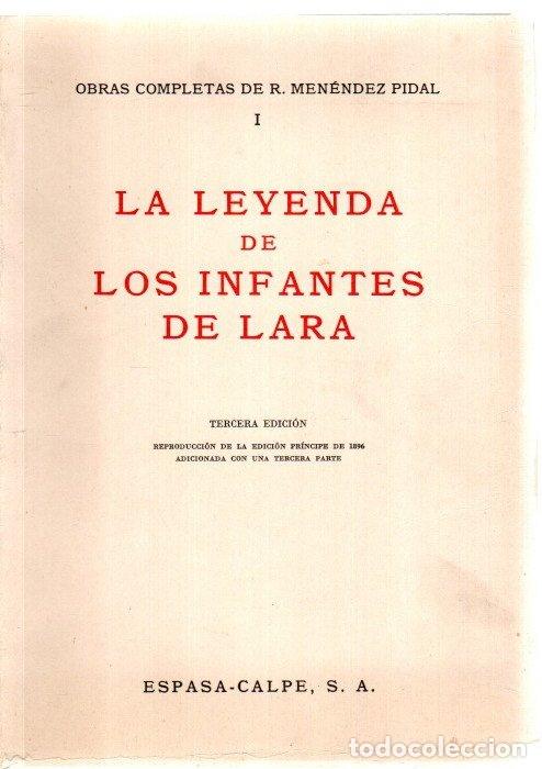 Libros: La leyenda de los Infantes de Lara - Men&eacute;ndez Pidal, Ram&oacute;n