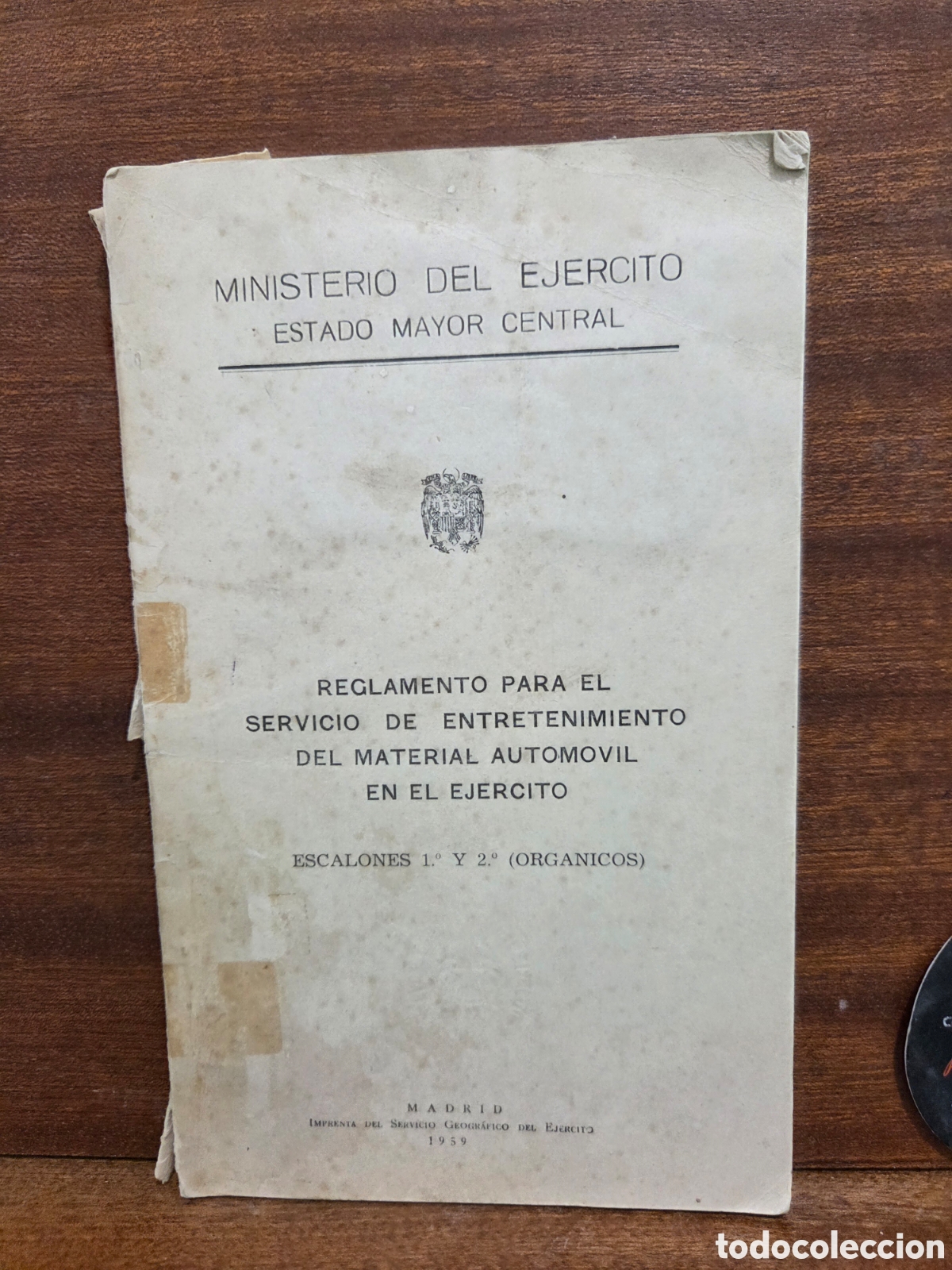 Libros: 1959...&rdquo;&rdquo;REGLAMENTO PARA EL SERVICIO DE ENTRETENIMIENTO DEL MATERIAL AUTOM&Oacute;VIL EN EL EJ&Eacute;RCITO&rdquo;&rdquo;..... - Foto 1
