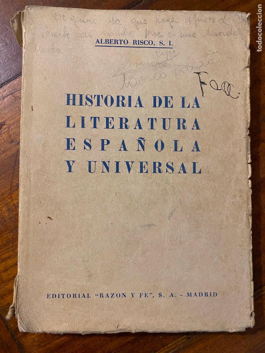 Libros: Historia de la literatura espa&ntilde;ola y universal, Alberto Risco 1942