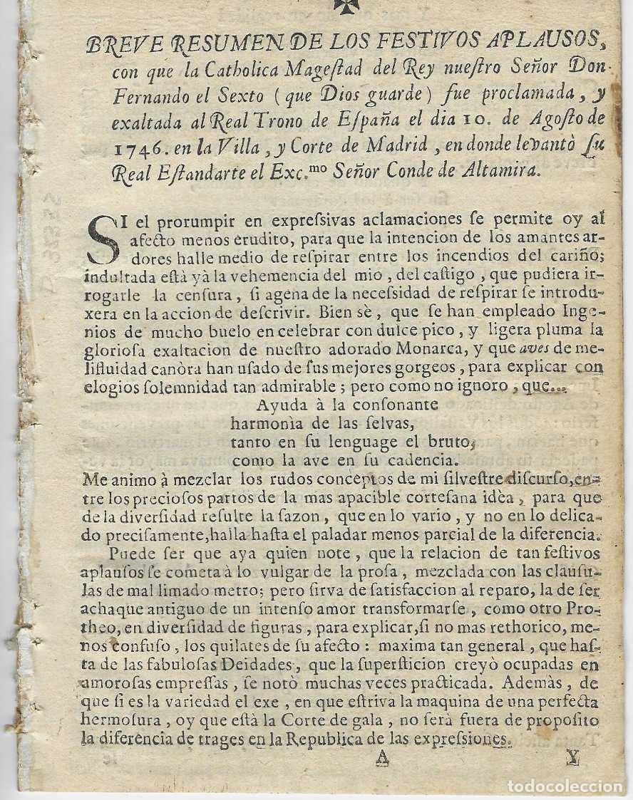 B&uuml;cher: Breve Resumen de los Festivos Aplausos, con que la Catholica Magestad del Rey nuestro Se&ntilde;or Don Fern