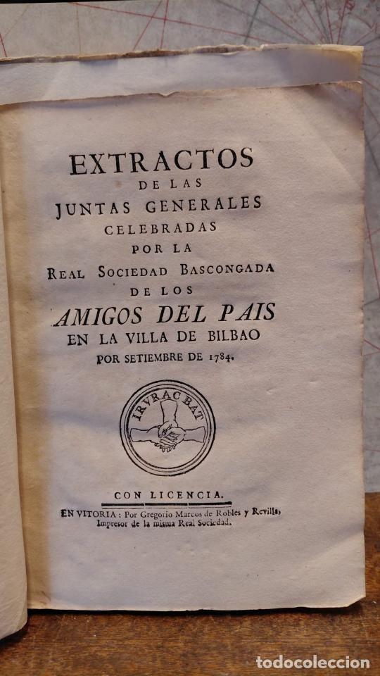 Libros: EXTRACTOS DE LAS JUNTAS GENERALES CELEBRADAS POR LA REAL SOCIEDAD BASCONGADAS DE LOS AMIGOS DEL PAIS