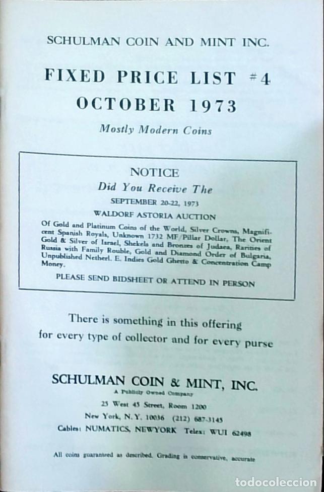 Libri di seconda mano: Fixed Price List n&ordm; 4: Mostly Modern Coins - Schulman Coin & Mint, Inc.: