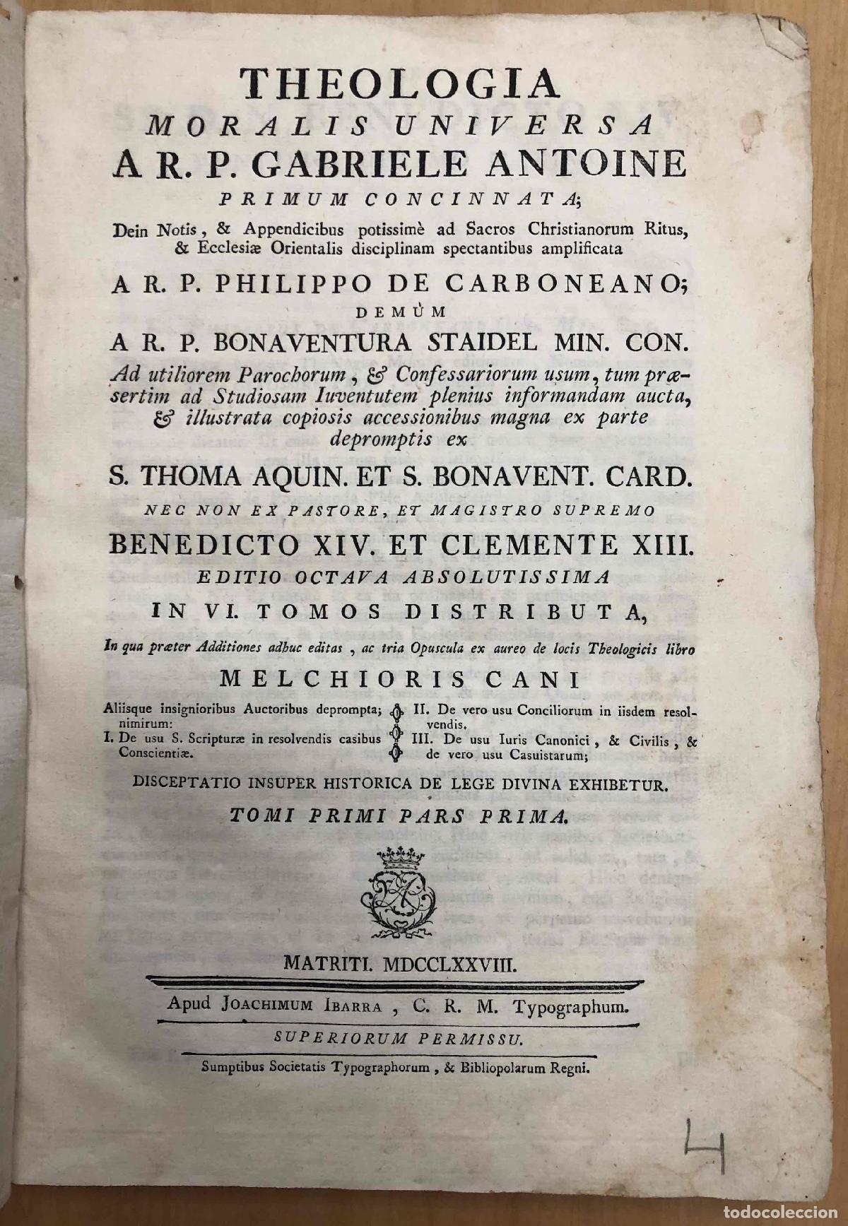 Libros: Theologia moralis universa Ar. P. Gabriele Antoine - NO CONSTA AUTOR