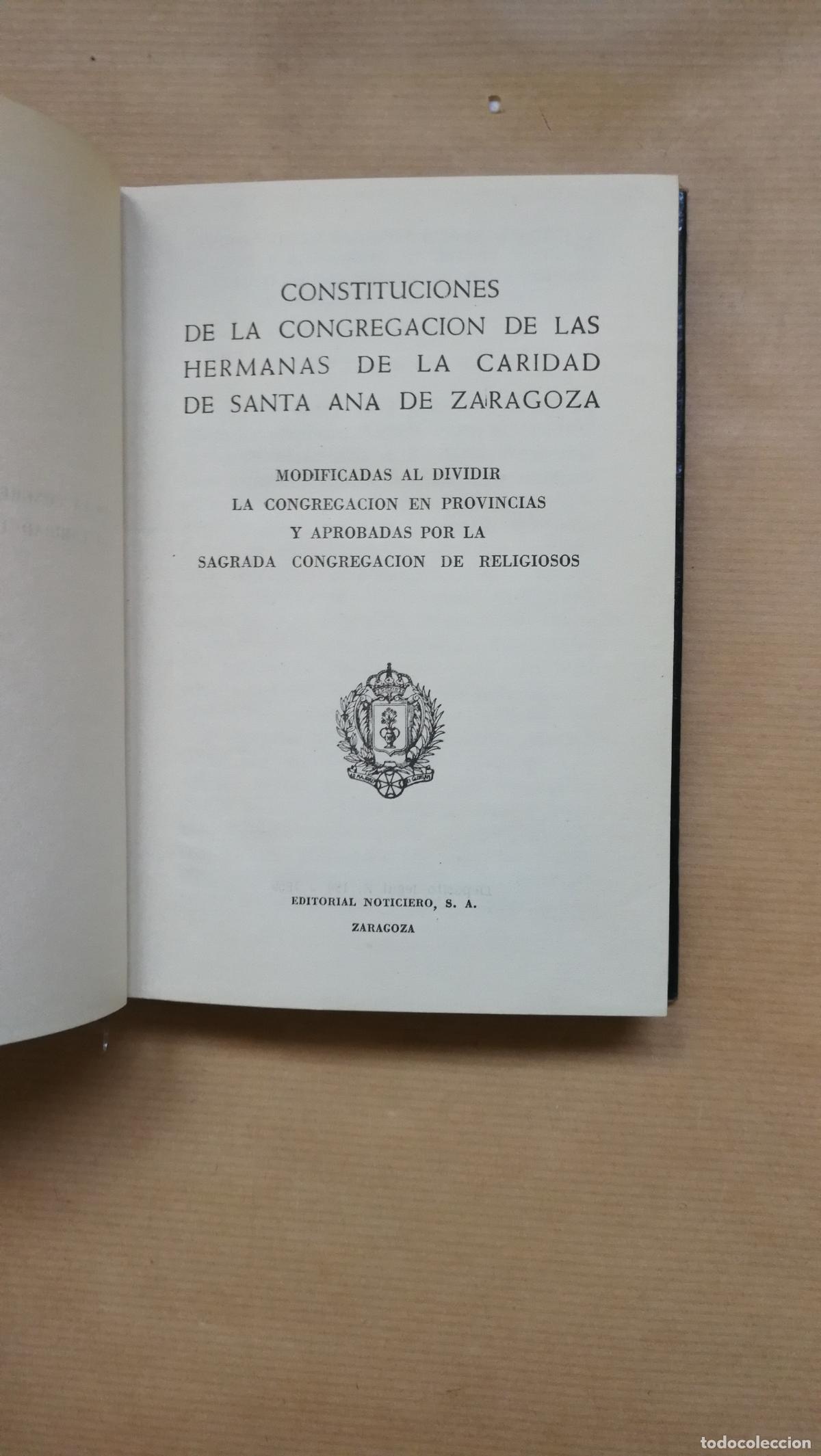 Libros: Constituciones de la Congregaci&oacute;n de las Hermanas de la Caridad de Santa Ana de Zaragoza