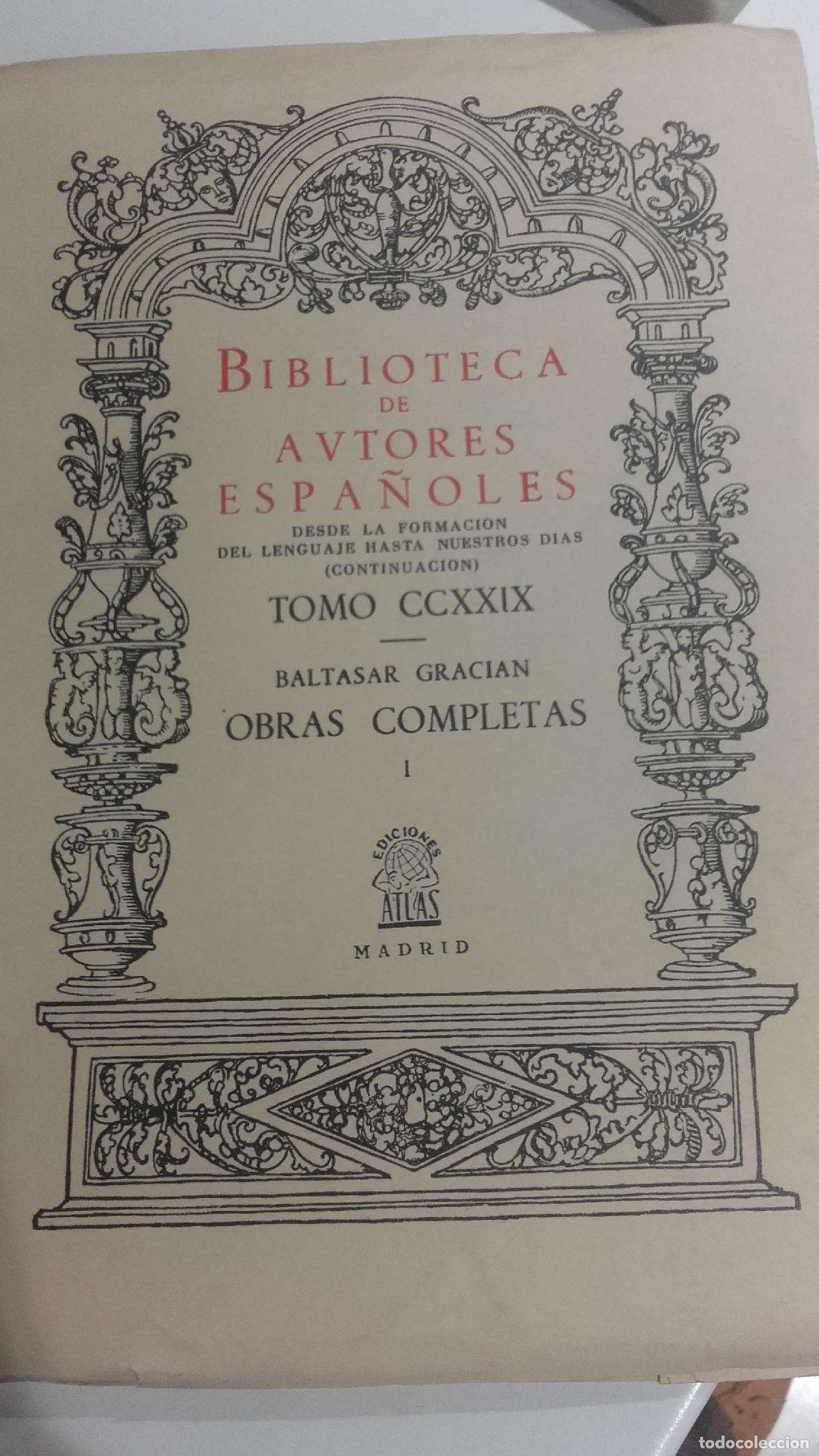 books: OBRAS COMPLETAS DE BALTASAR GRACIAN. I. - GRACI&Aacute;N , BALTASAR