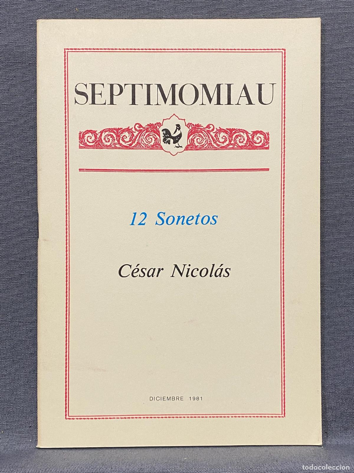 Libri di seconda mano: 12 SONETOS. - NICOL&Aacute;S, C&Eacute;SAR.