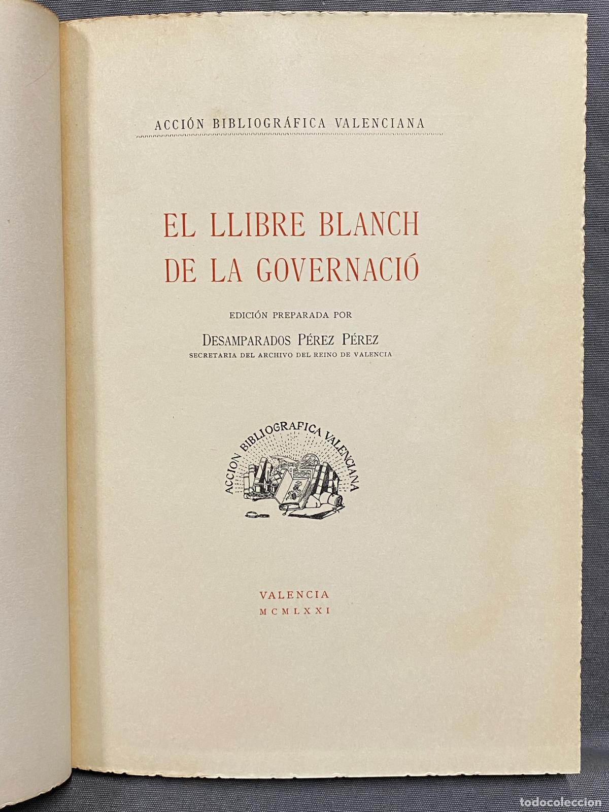 Libri di seconda mano: EL LLIBRE BLANCH DE LA GOVERNACI&Oacute;