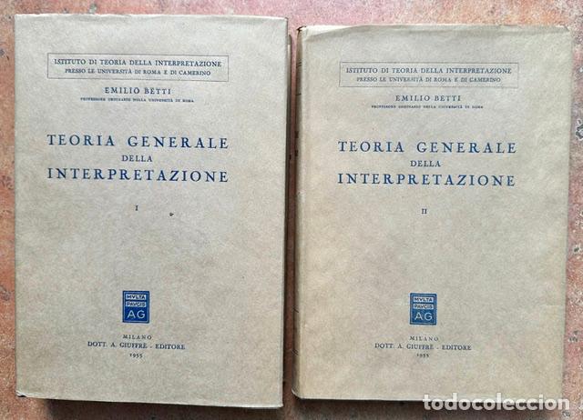 Libros: TEORIA GENERALE DELLA INTERPRETAZIONE - BETTI, Emilio