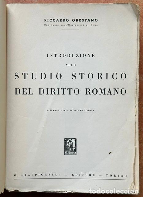 Libros: INTRODUZIONE ALLO STUDIO STORICO DEL DIRITTO ROMANO - ORESTANO, Riccardo