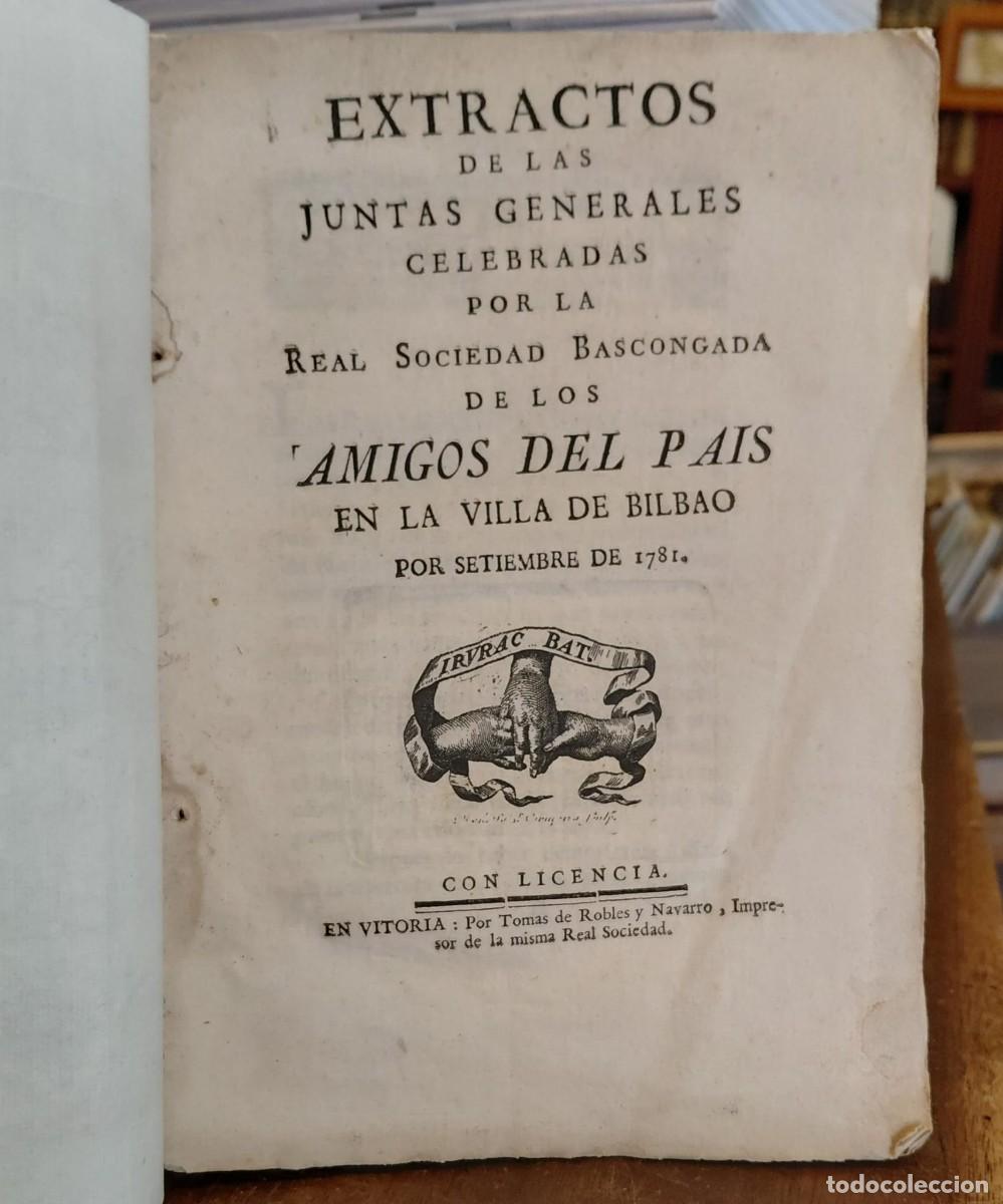 Libros: EXTRACTOS DE LAS JUNTAS GENERALES CELEBRADAS POR LA REAL SOCIEDAD BASCONGADAS DE LOS AMIGOS DEL PAIS