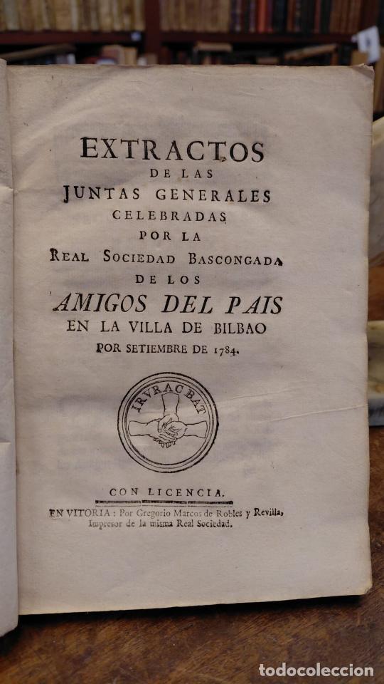 Libros: EXTRACTOS DE LAS JUNTAS GENERALES CELEBRADAS POR LA REAL SOCIEDAD BASCONGADAS DE LOS AMIGOS DEL PAIS