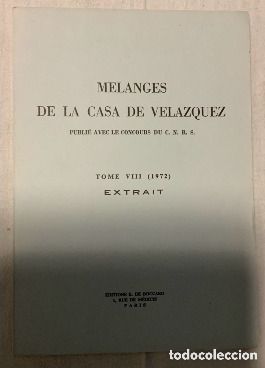 Libros: Melanges de la Casa de Velazquez. Edition E. De Bocccard. Paris - Foto 2