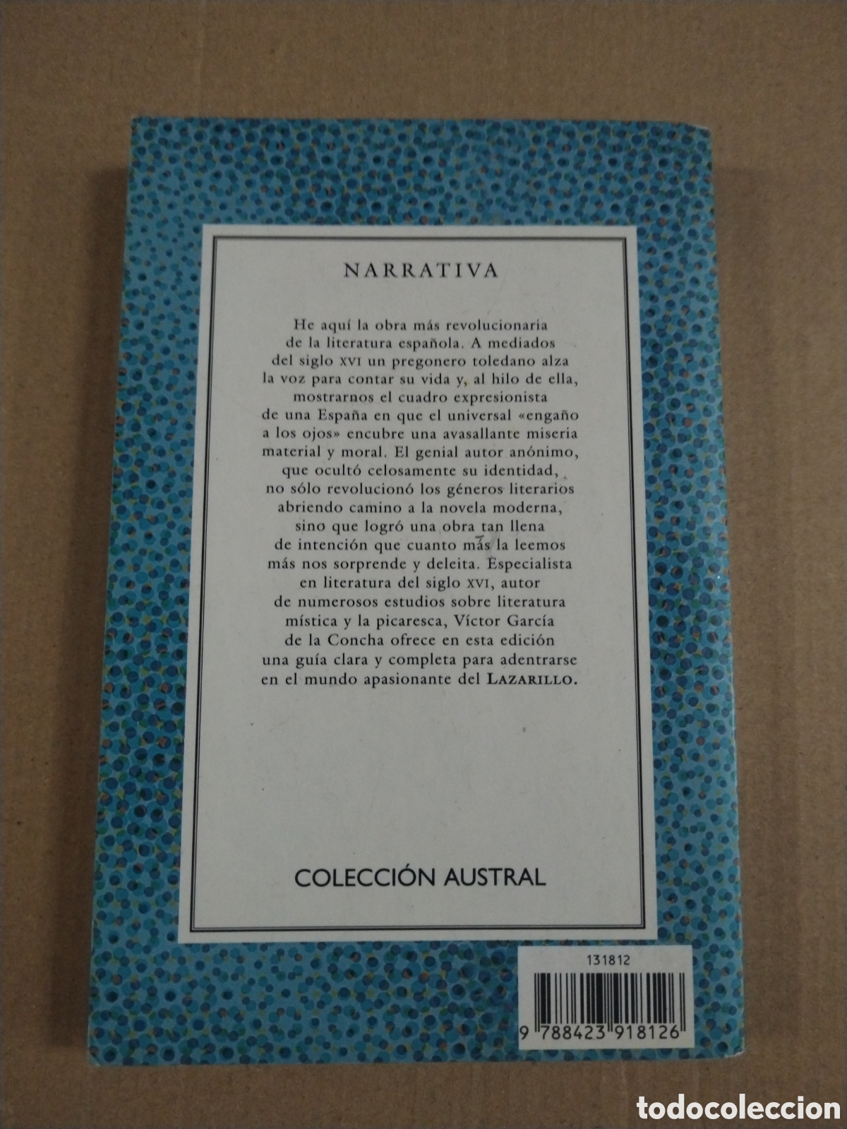 Libros: LAZARILLO DE TORMES. AN&Oacute;NIMO. COLECCION AUSTRAL. - Foto 2