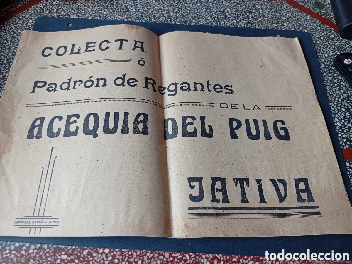Libros: Libreta colecta o Padr&oacute;n de Regantes de la Acequia del Puig, J&aacute;tiva 1941