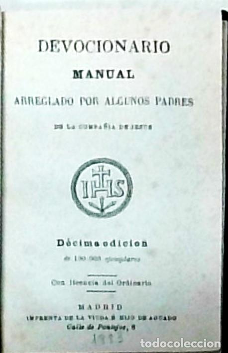 Libri di seconda mano: Devocionario manual arreglado por algunos padres de la Compa&ntilde;&iacute;a de Jes&uacute;s. 10&ordf; edici&oacute;n - AA. VV.:
