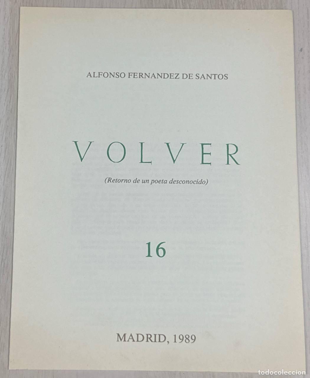 Livros em segunda m&atilde;o: VOLVER (Retorno de un poeta desconocido) 16.