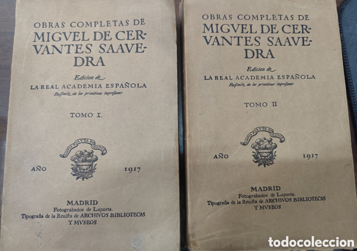 Libros: OBRAS COMPLETAS DE MIGUEL DE CERVANTES. Tomo I y II. Facsimiles de las primeras impresiones. A&ntilde;o 191