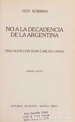 Libros: No a la decadencia de la Argentina: Diálogos con Juan Carlo - Guy Sorman